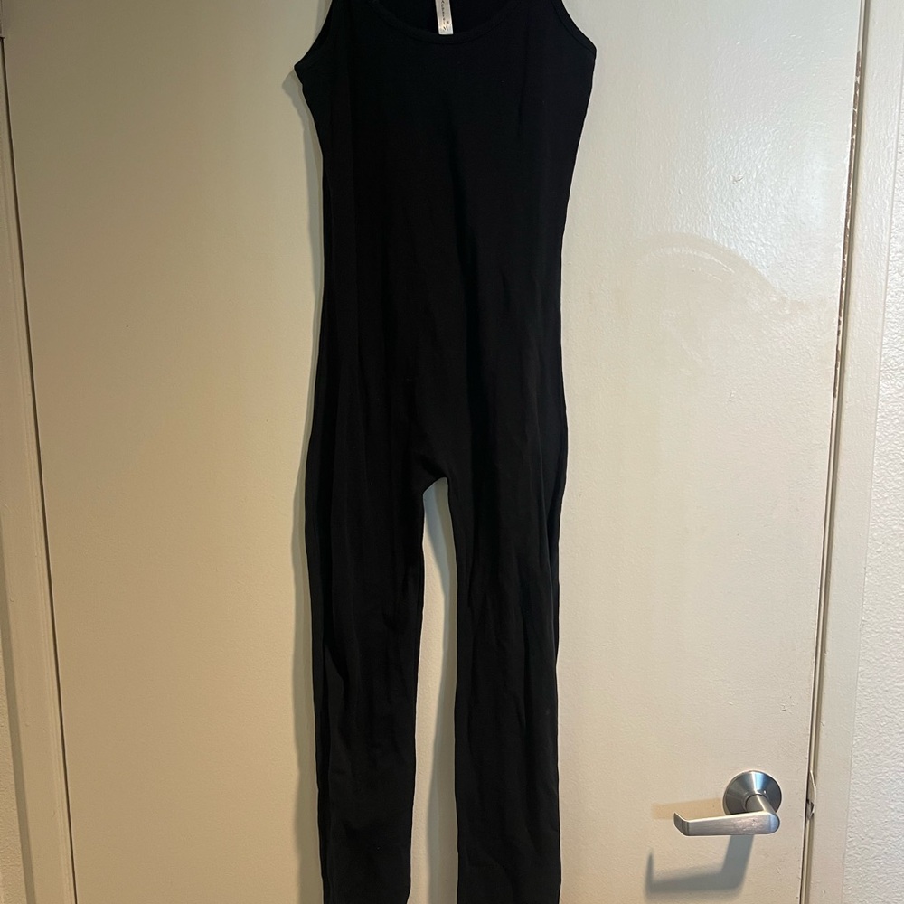 Black Sleeveless Jumpsuit Cotton Catsuit M